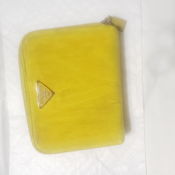 PRADA Vintage YELLOW BIFOLD CANVAS WALLET - Picture 10 of 15